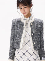 White Tweed Ruffle Jacket