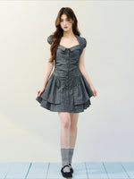 Gray Retro Stripe Dress
