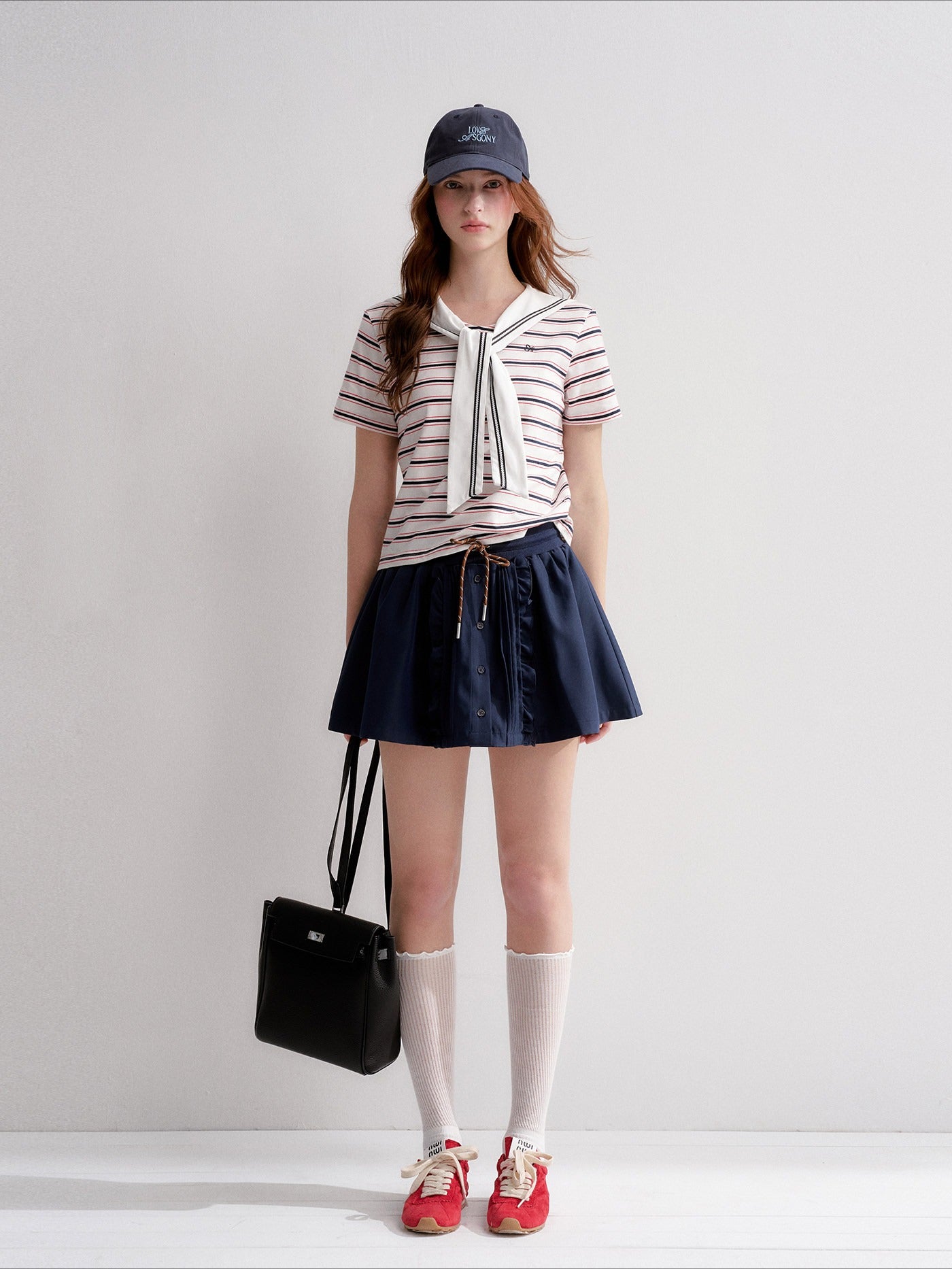 Ruffle Drawstring Mini Skirt