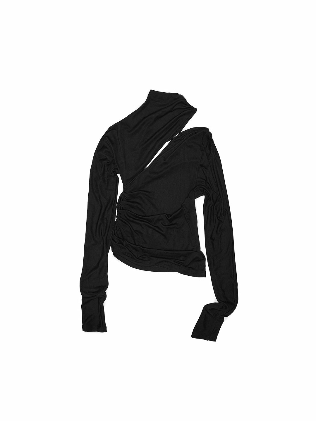 Draped Lyocell Wool Cutout Blouse