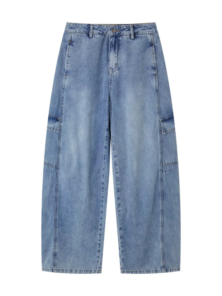 Multi-Pocket Cargo Wide-Leg Jeans