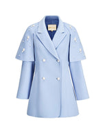 Mira Vintage-Inspired Pearl Cape Woolen Coat