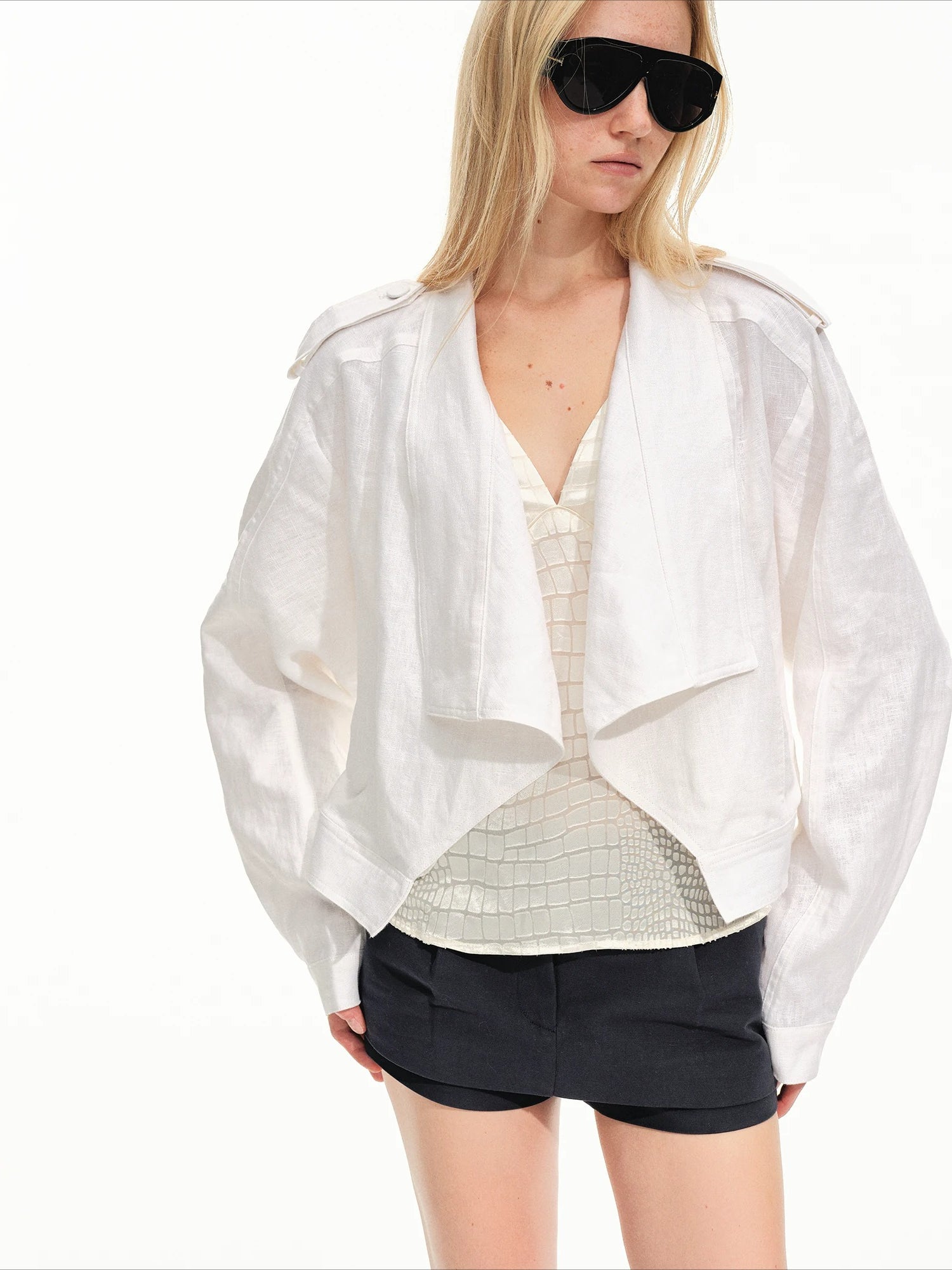 Pleated Low Rise Shorts