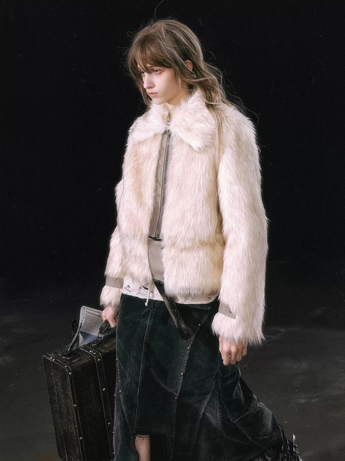 Detachable Hem Faux Fur Jacket