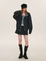 Reversible Plaid Stand Collar Jacket