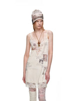 Cat Print Lace Velvet Dress