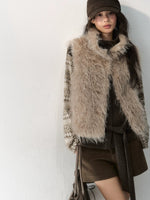 Reversible Plaid Faux Fur Vest