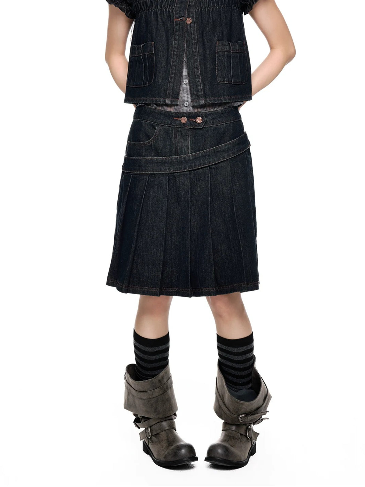 Puff Sleeve Denim Set