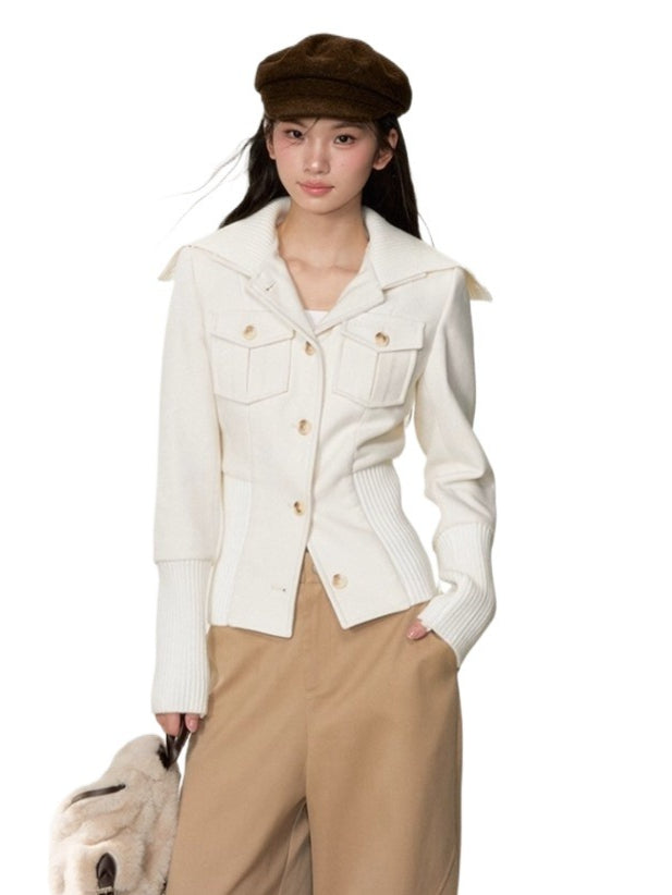 Vintage Sailor Collar Woolen Jacket