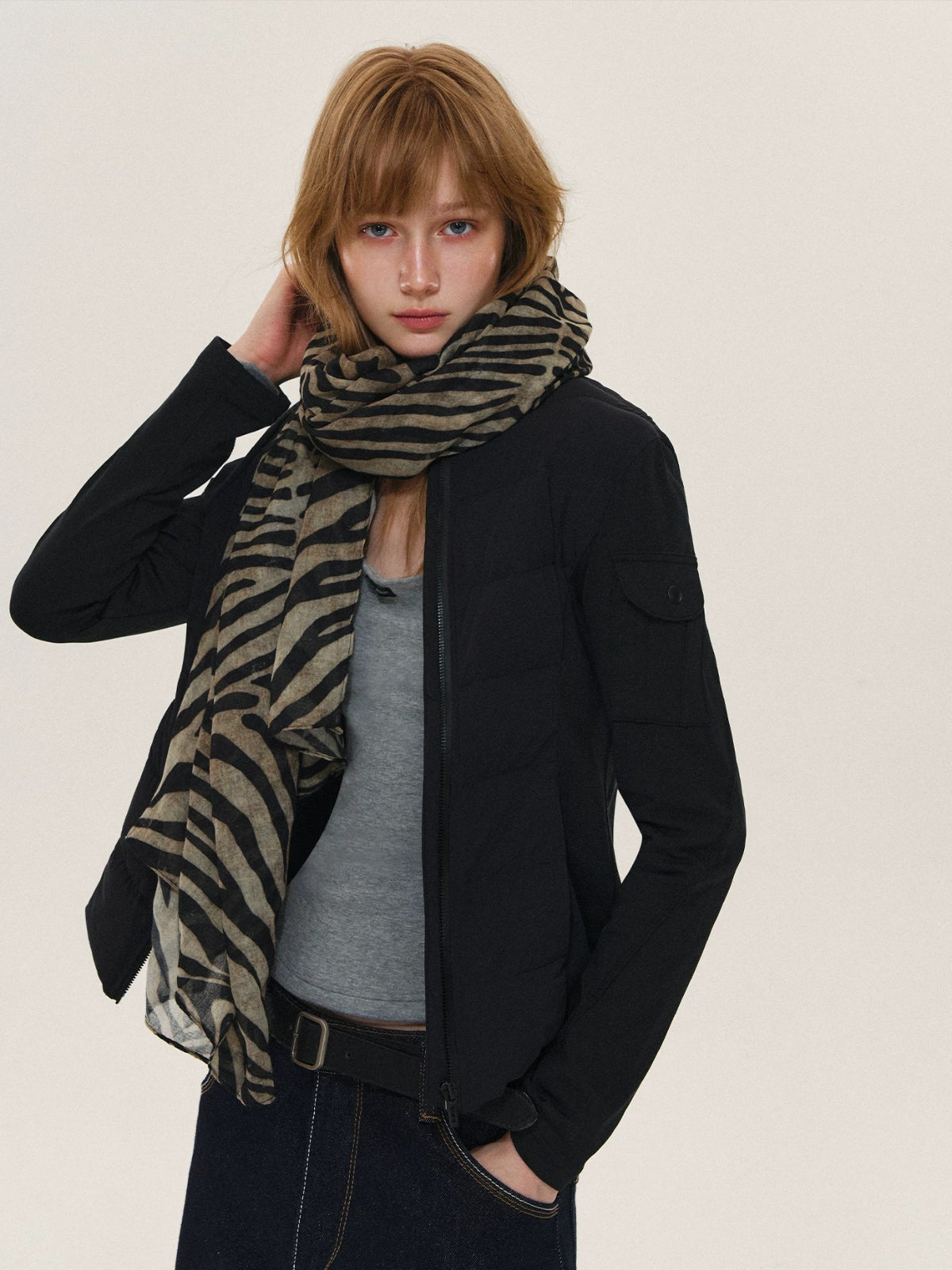 Vintage Lightweight Zebra Print Scarf
