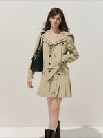 Sailor Collar Pleated Trench Coat