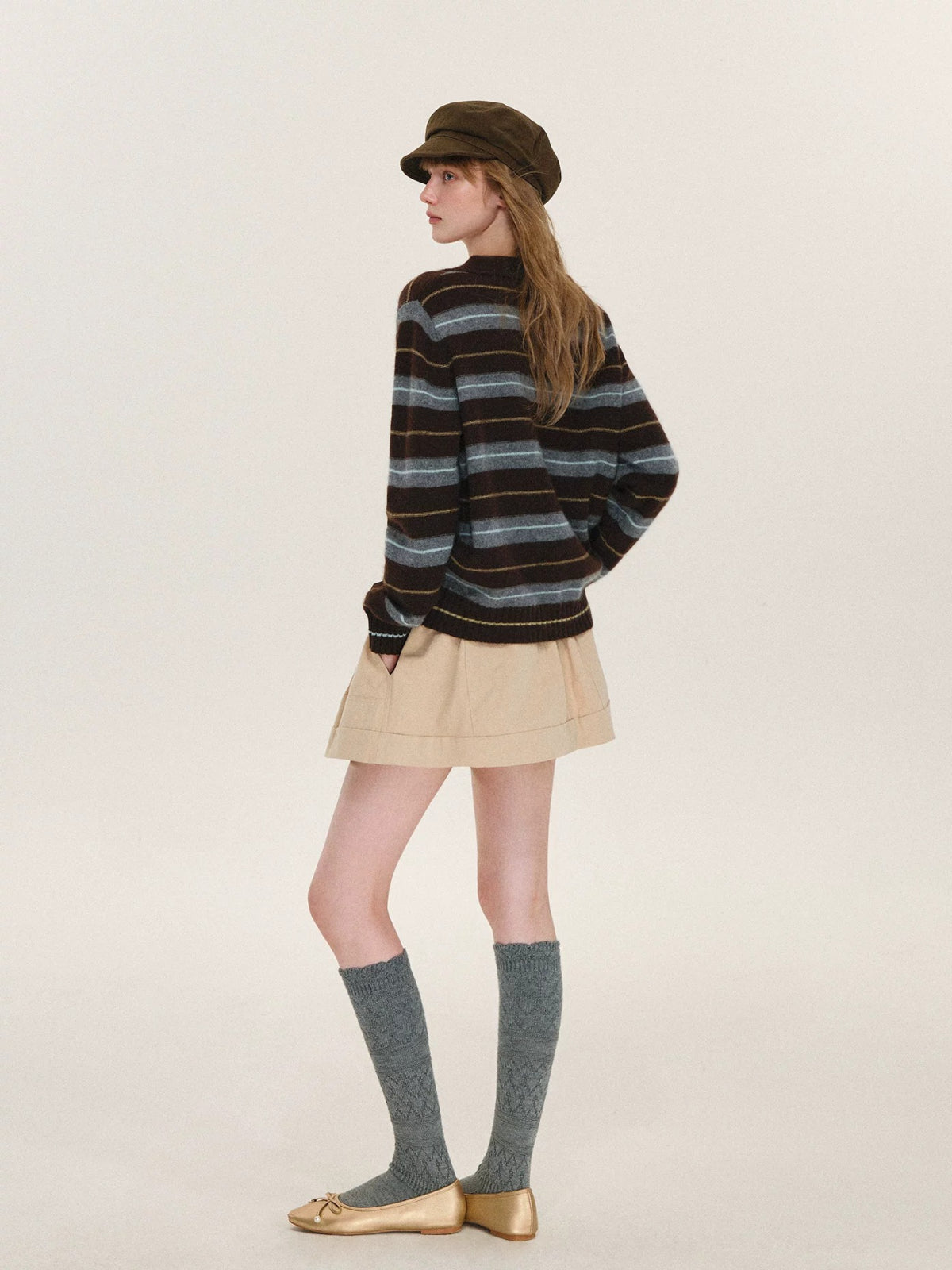 Vintage Striped Wool Polo Sweater