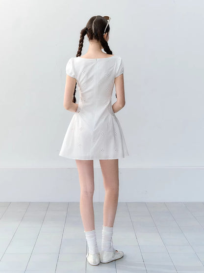 Embroidered Bow Dress