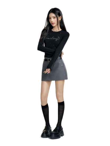 High-Waisted Color-Blocked A-Line Skirt