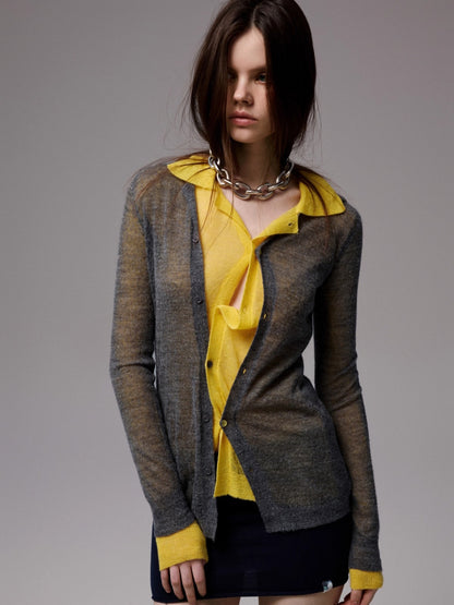Mohair Slim Transparent Cardigan