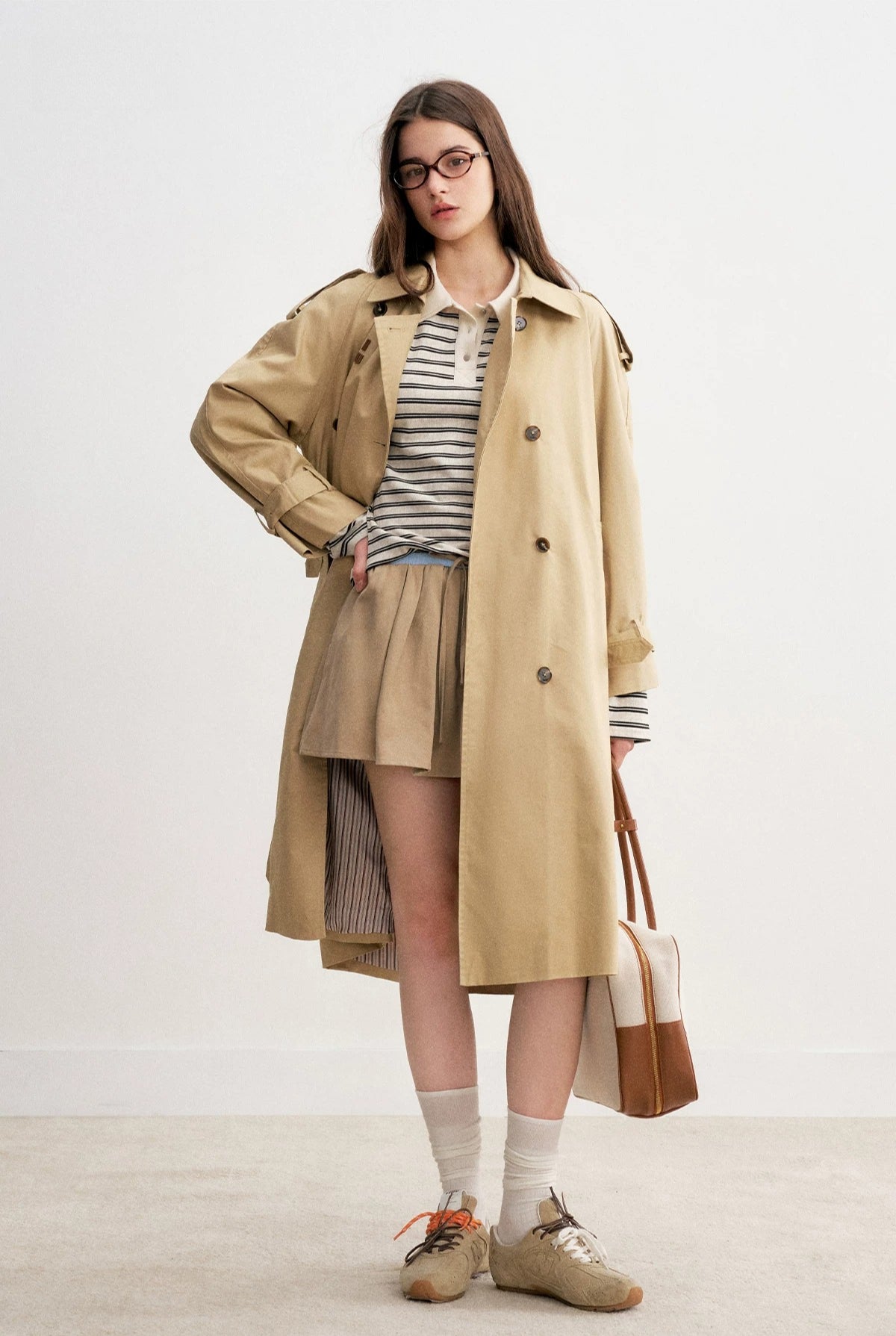 Epaulet Double-Breasted Trench