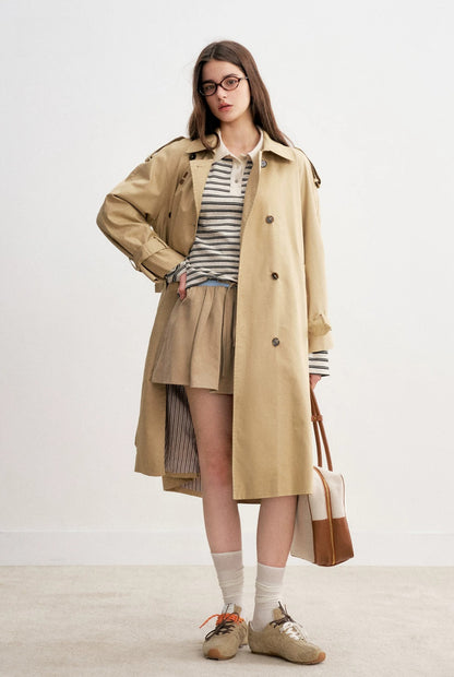 Epaulet Double-Breasted Trench