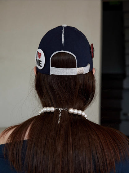 Plaid-Panel Badge Baseball Cap