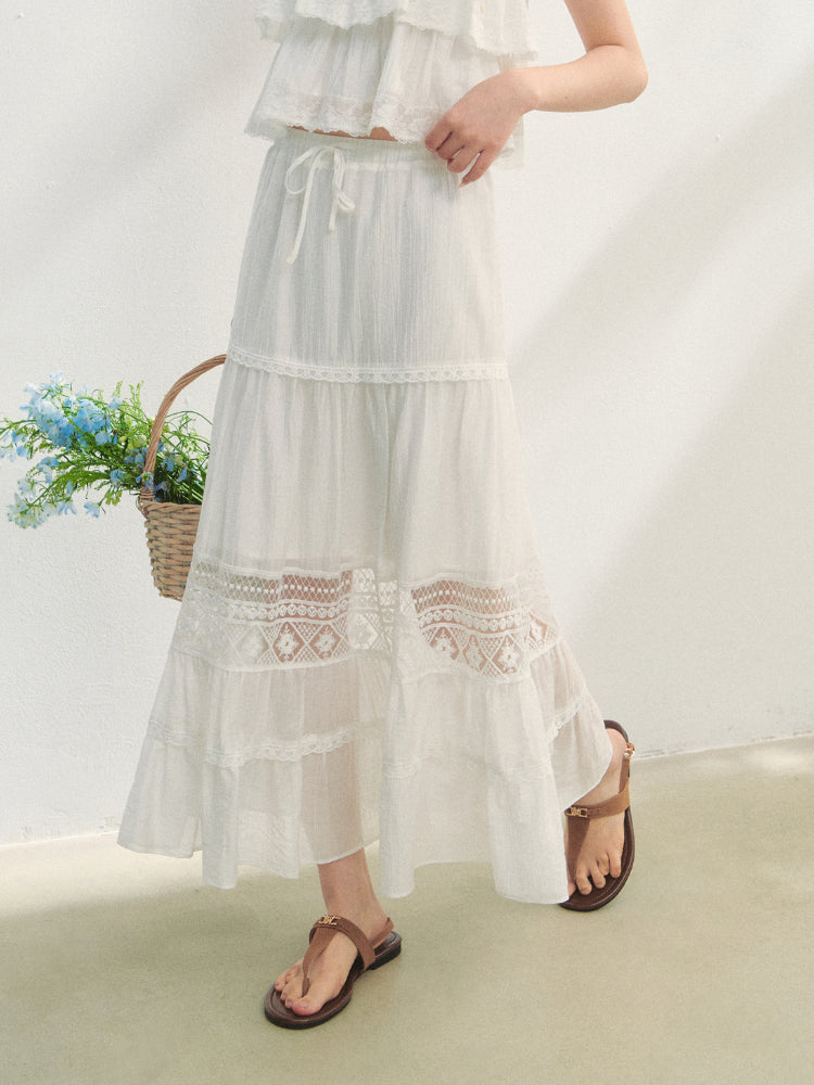Soft Flutter Sleeve Blouse &amp; Skirt Set