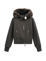 Hooded Cropped Fur Trim Jacket