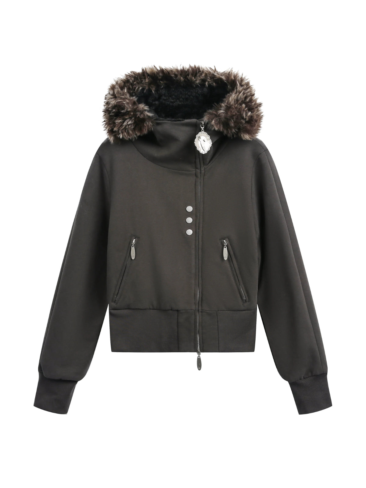 Hooded Cropped Fur Trim Jacket