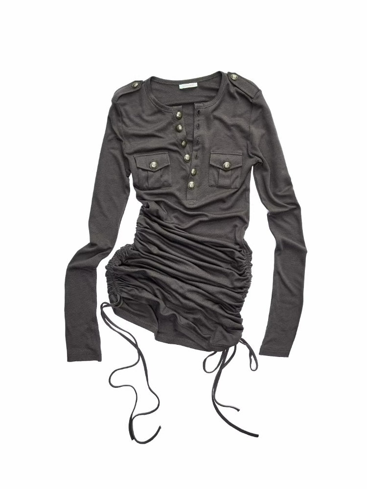 Pocket Henley Knit Top &amp; Dress Set