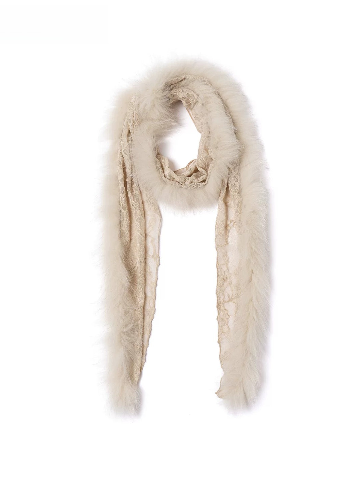 Ivory Lace Fox Fur Scarf