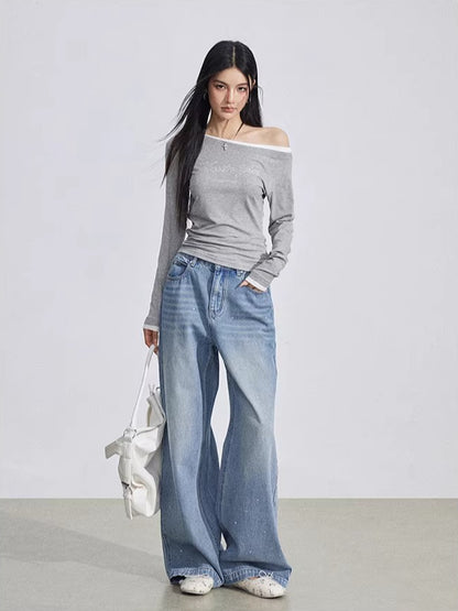 Asymmetric Rhinestone Tee
