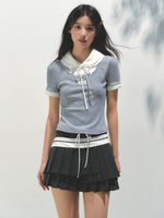Collar Knitted Short-sleeve T-shirt