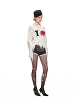 Heart Letter Distressed Knit Sweater