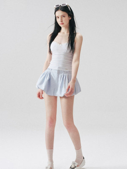 Blue Gingham Lace Camisole