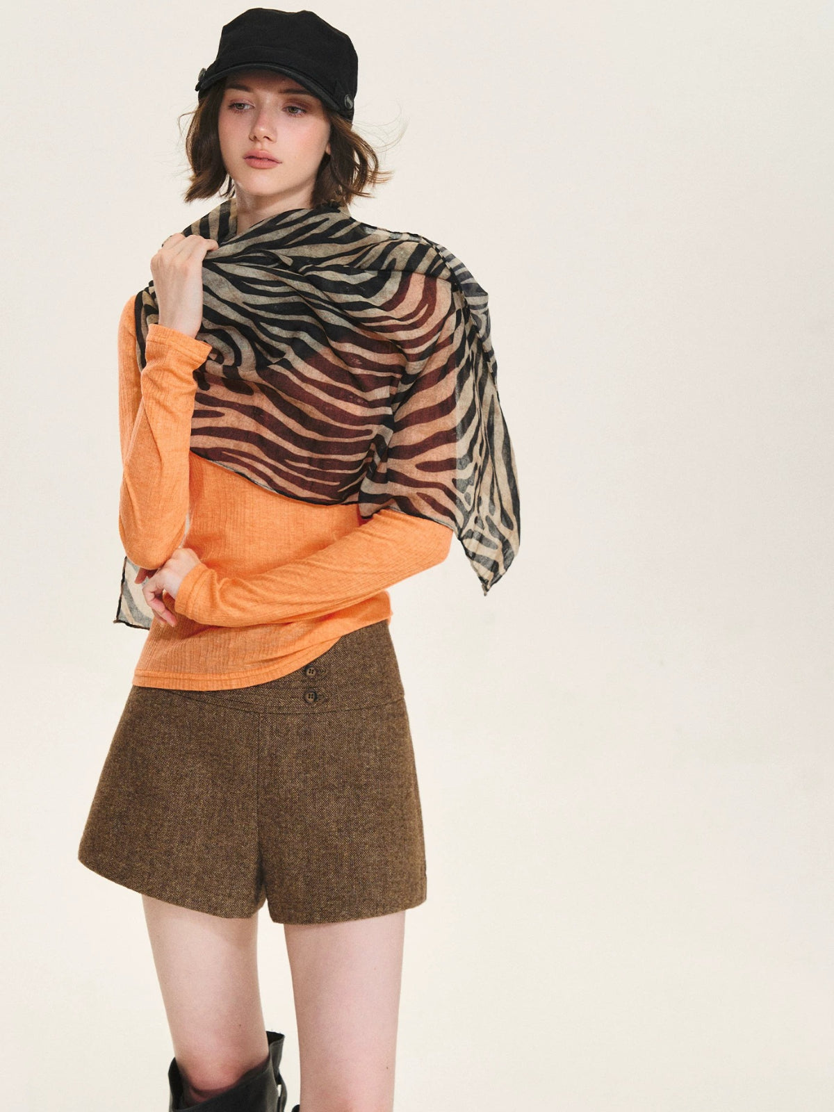 Vintage Lightweight Zebra Print Scarf