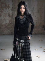 Checked Ruffle Blouse