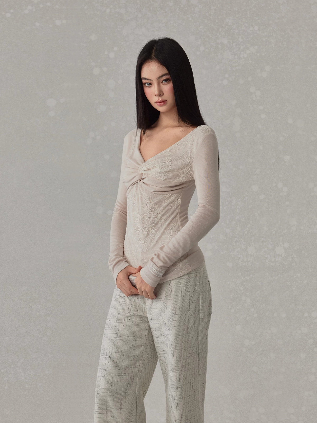 Lace Twist Long Sleeve Top