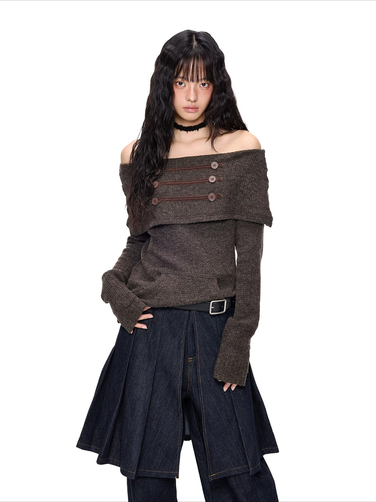 Off-Shoulder Knit Sweater