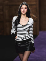 Contrast Panel Low-Rise PU Skirt