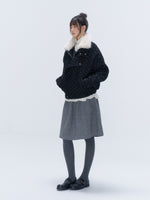 Wool Blend Pleated A-Line Skirt