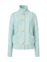 Chunky Cable Knit Bow Cardigan