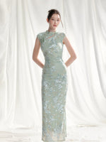 Stretch Velvet Jacquard Qipao