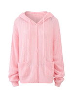 Hooded Mohair Blend Knit Cardigan