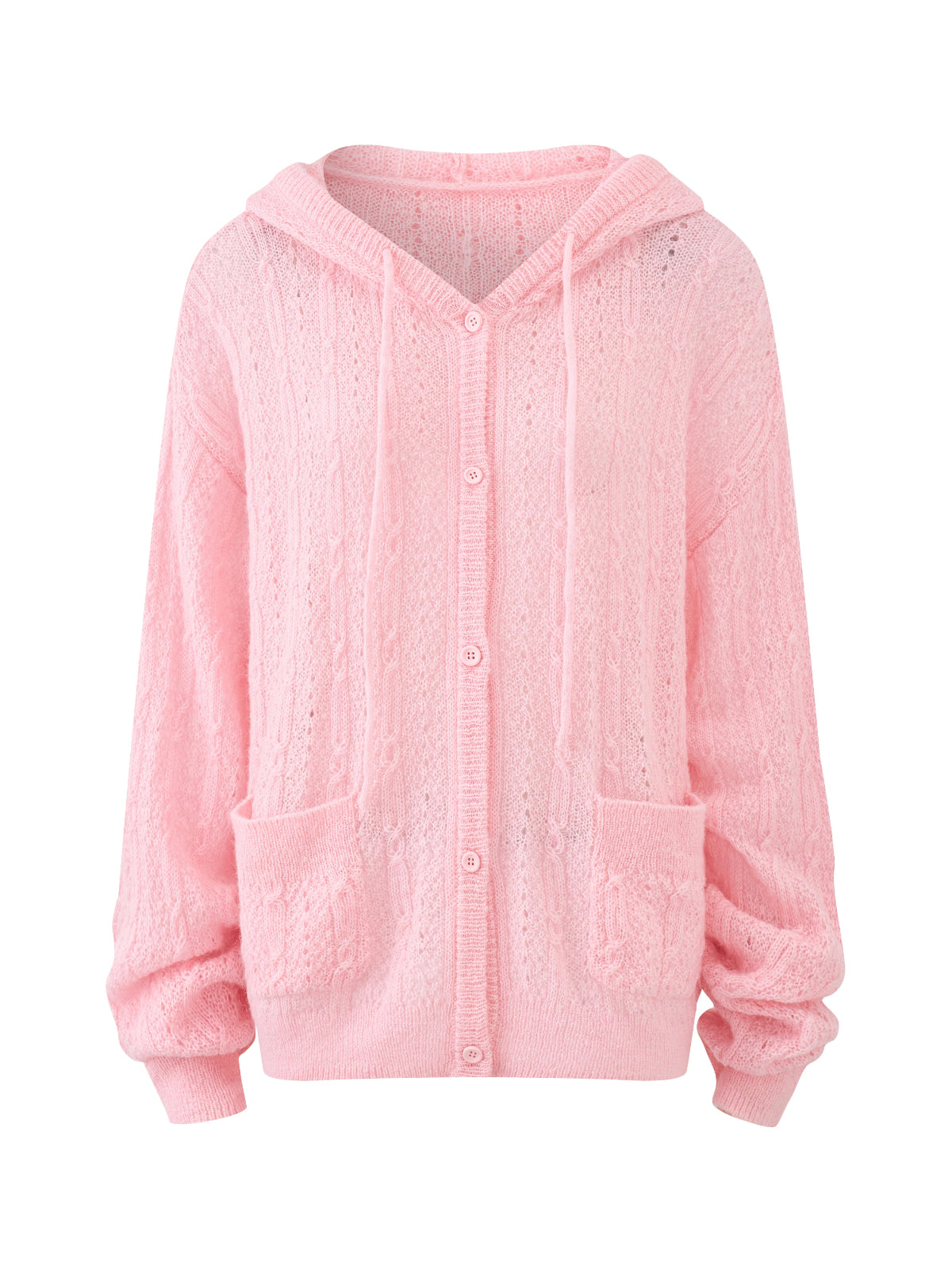 Hooded Mohair Blend Knit Cardigan