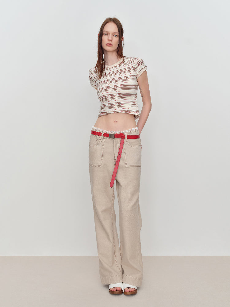 Flared Pants with Back Pocket Logo Embroidery