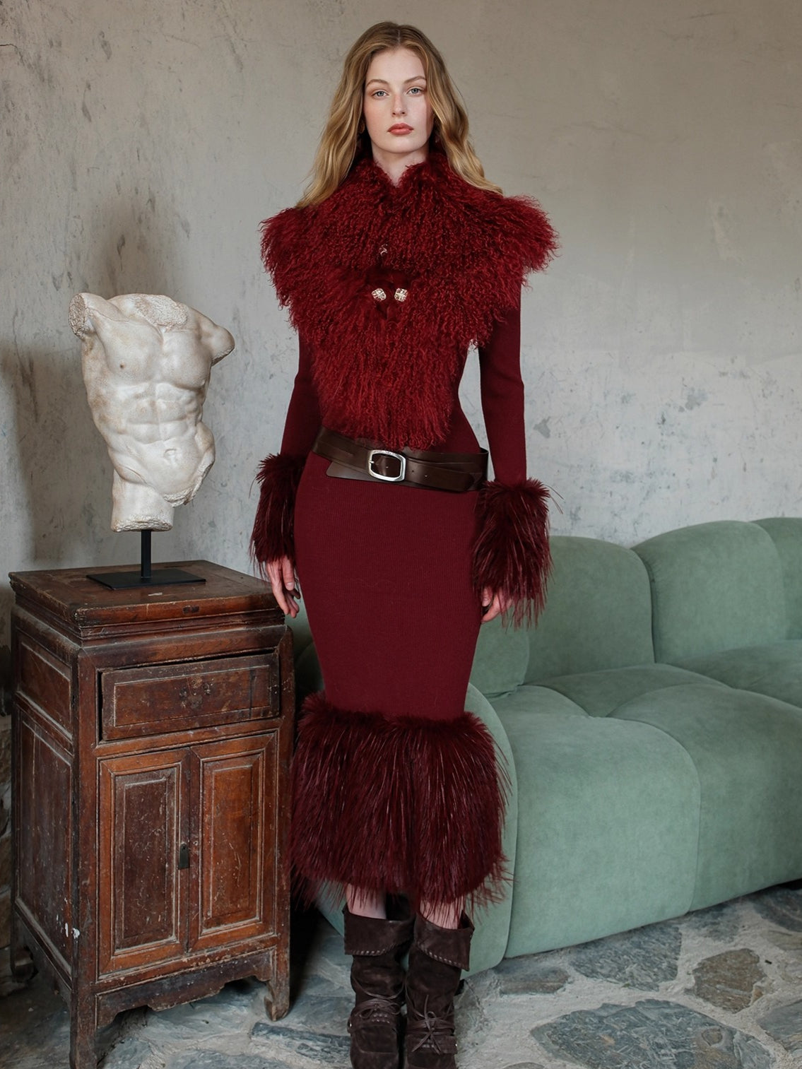 Vela Reversible Faux Fur Wool Blend Jacket