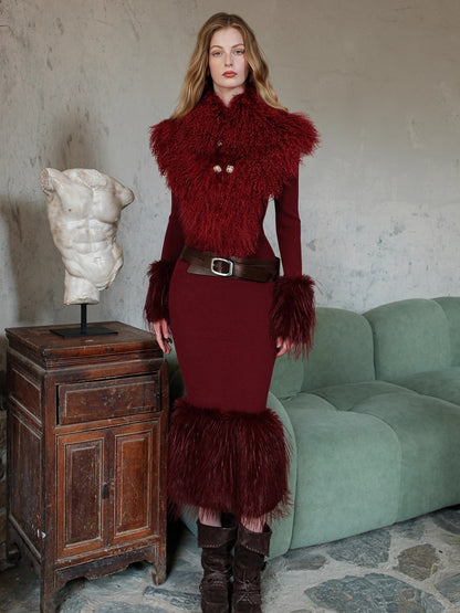 Vela Reversible Faux Fur Wool Blend Jacket