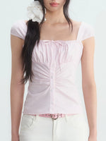 Pink Square Neck Blouse