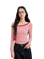 Striped Off-Shoulder Knit Top