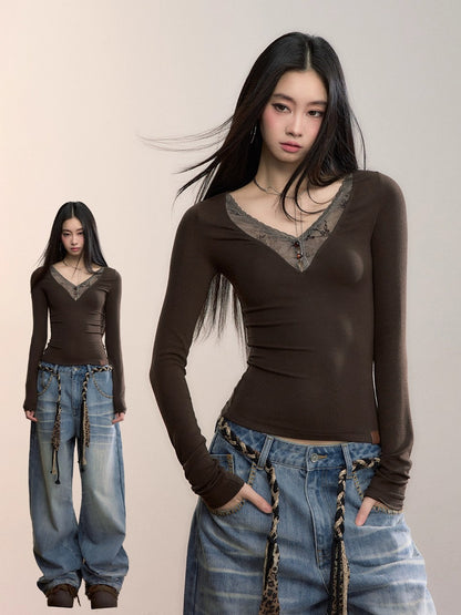 Modal Lace V-Neck Top