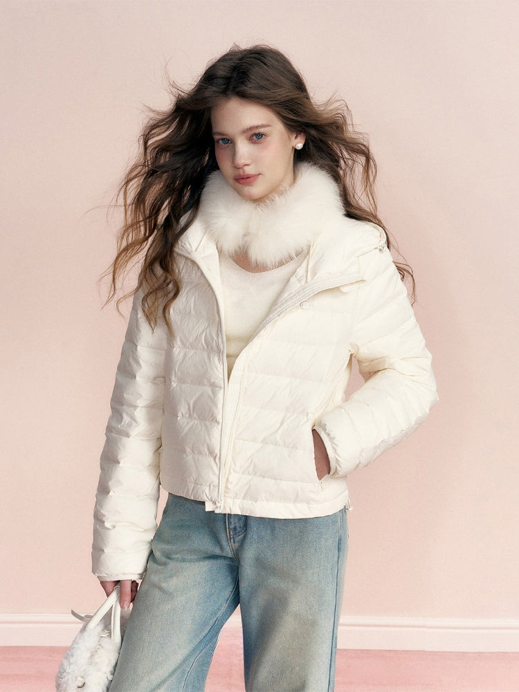 Hooded Ribbed Down Jacket