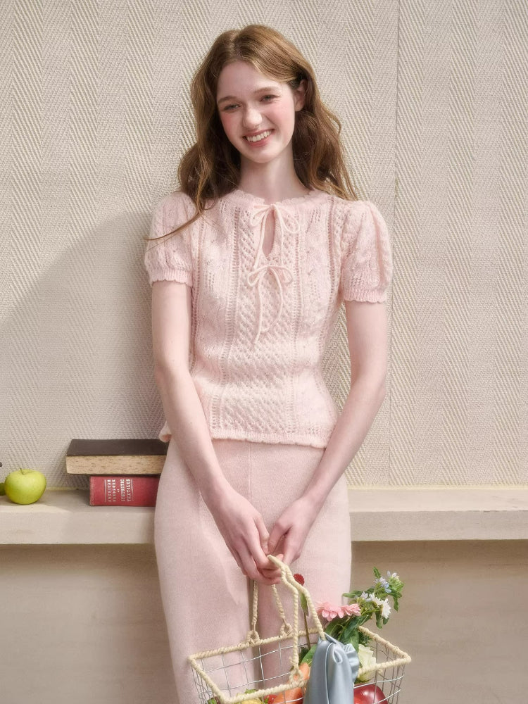 Mohair Wool Openwork Knit Sweater