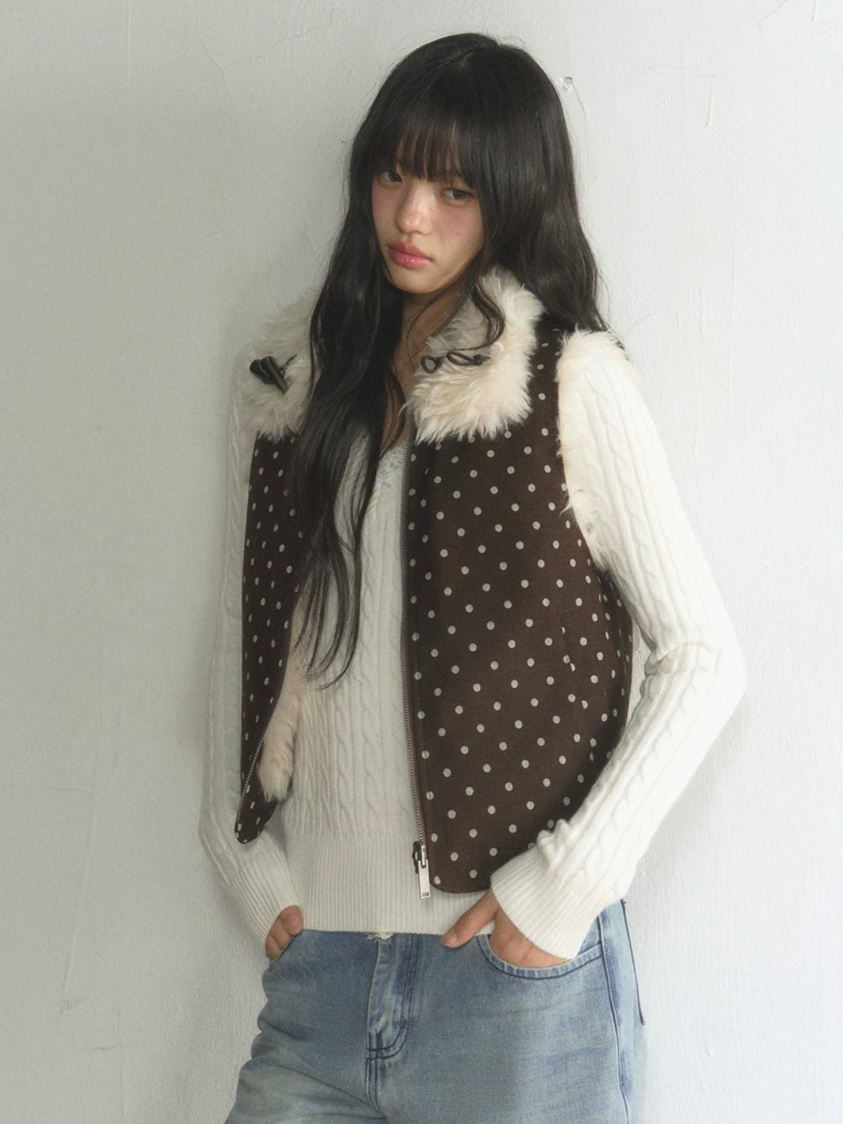 Reversible Polka Dot Fleece Vest